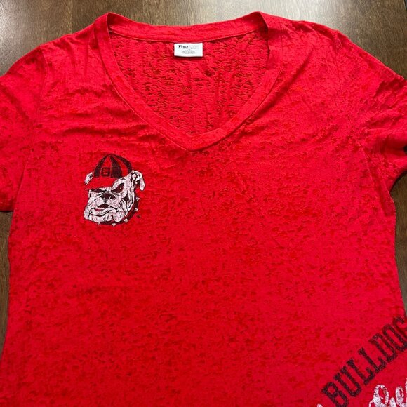 Pro Edge UGA Tee Women's Size Large University of Georgia Bulldogs Red V-Neck - Picture 7 of 10